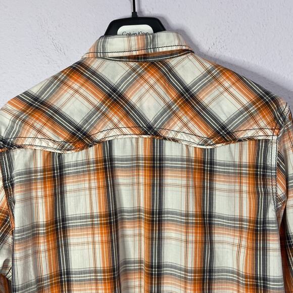 BKE Men Salmon/Gray Plaid Pattern Long Sleeve Button Down Shirt Size Medium - Picture 8 of 10